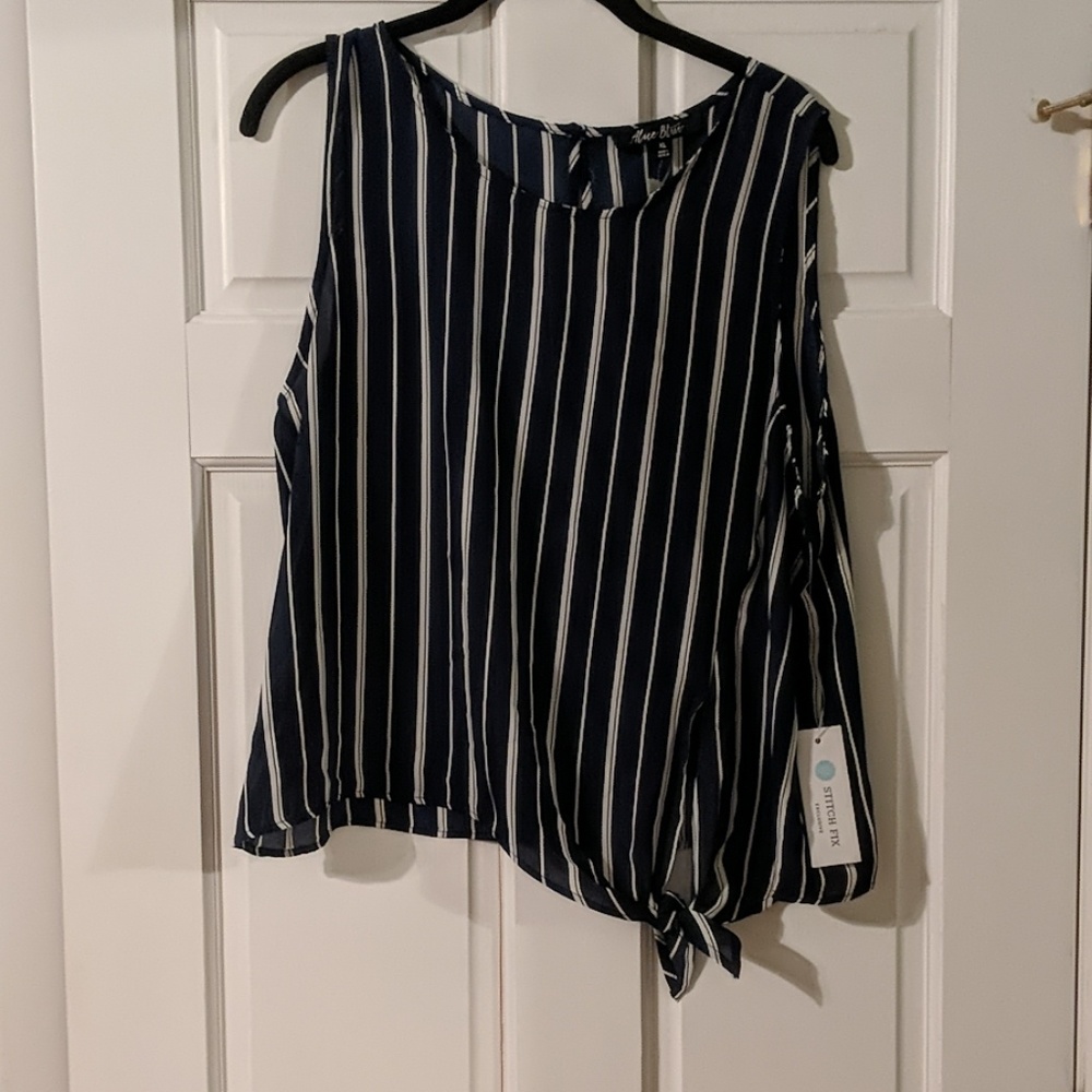 NWT Navy Blue Stitch Fix Blouse Size XL